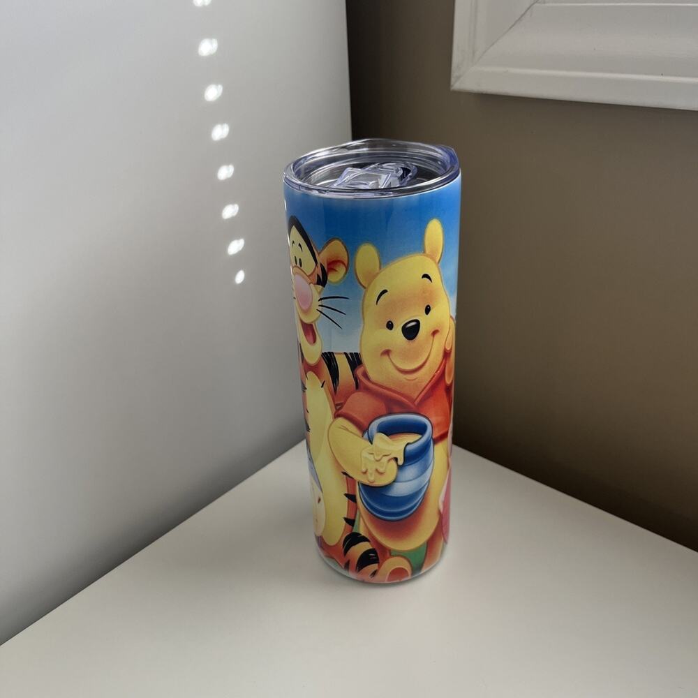 Custom Printed 20oz Tumbler Winnie The Pooh Friends Lid Straws And Straw Cleaner